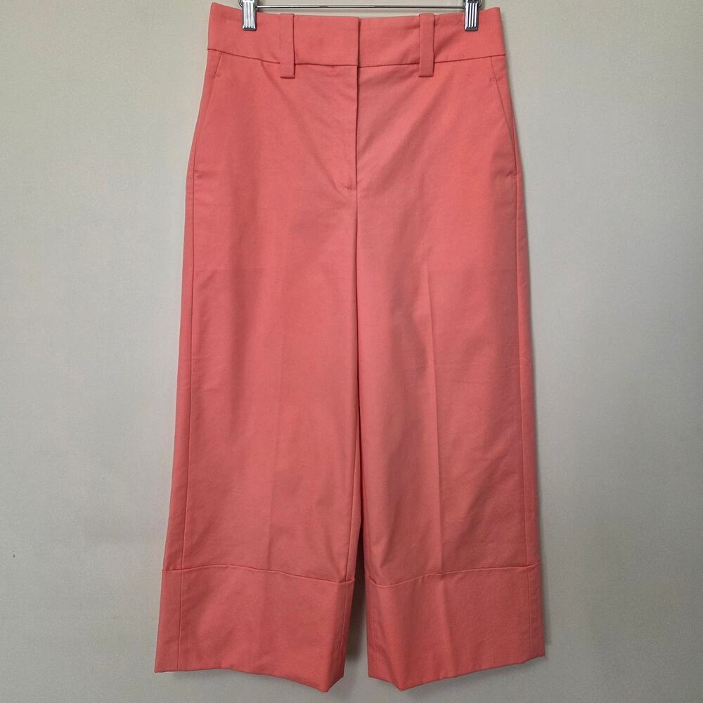 J. Crew Re-Imagined Size 6 Wide Leg Cropped Flat Front Pants Coral